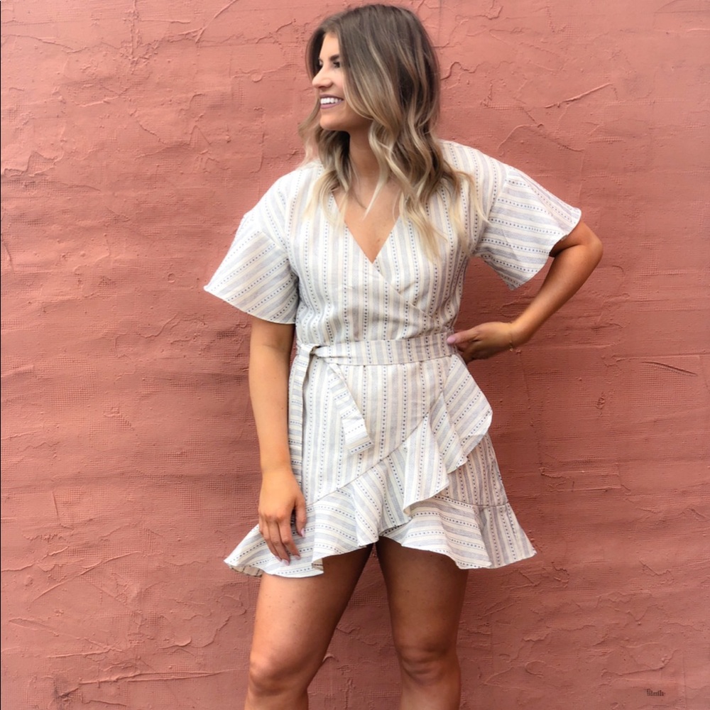 J.O.A Cream Wrap Dress